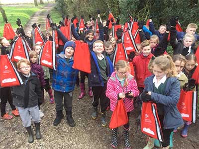 Y4 pupils from Kirkby Woodhouse school with their JDP activity backpacks