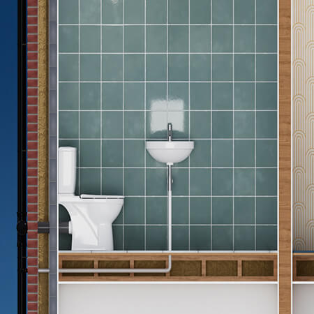 An illustration of a combined soil & waste drainage system from a house.
