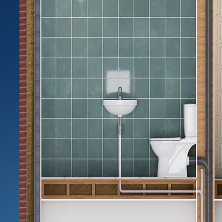 An illustration of a separate soil & waste drainage system from a house.