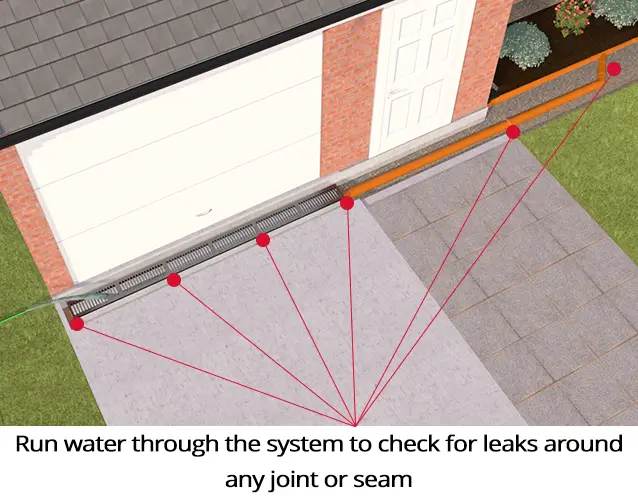 Installing Channel Drainage - Test the Drainage.