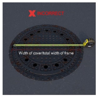 Don't measure the top of the manhole cover when sizing a manhole.