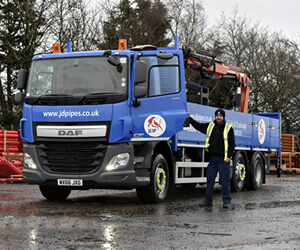 Driver next to lorry