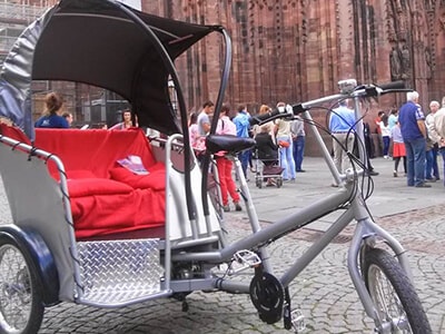 Cab trike with hood.