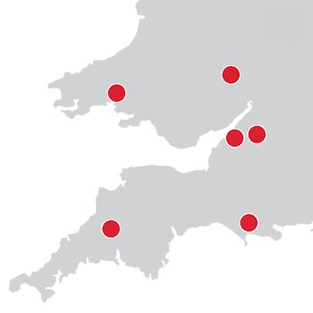 Map of Wales &amp; South West England