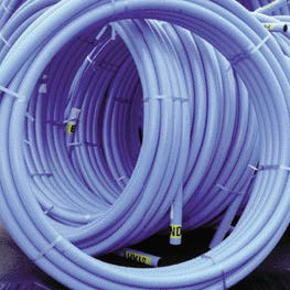 Coil of blue MDPE